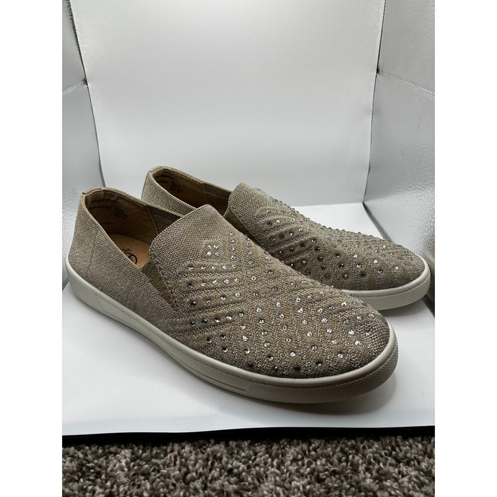 White Mountain NEW Bling Sneaker Size 7 Metallic Slip On Knit Glam Chic Brunch - Picture 2 of 7